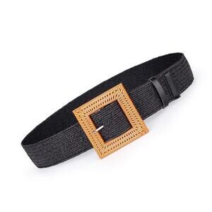1328 Rattan Straw Raffia Summer Belts For Women 2025 Elastic Stretch Woven